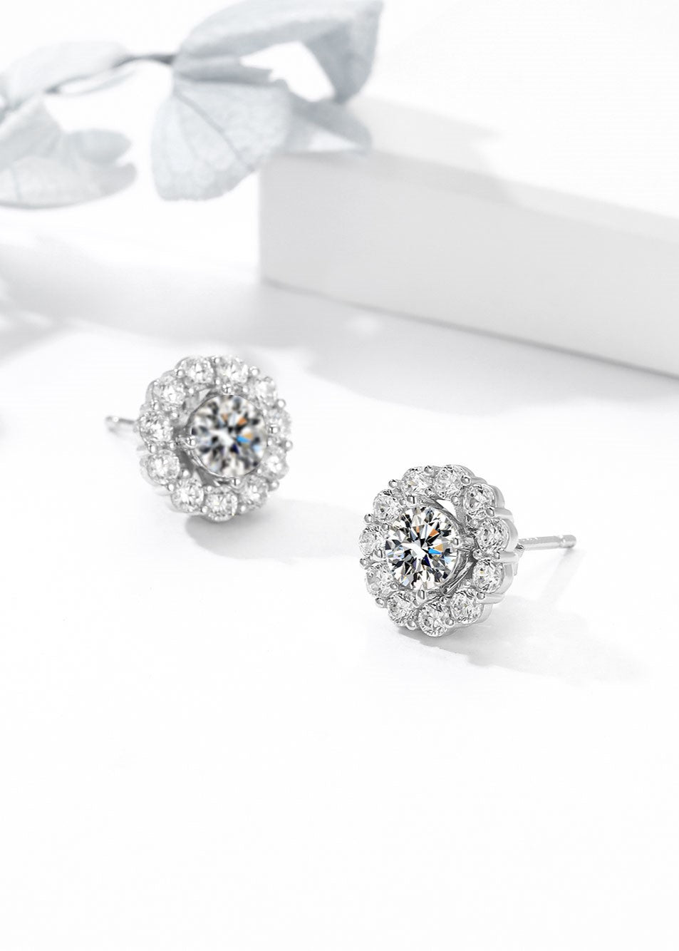 3 Pair CZ Diamond Stud Earrings Set – Silver Crystal Studs for Women